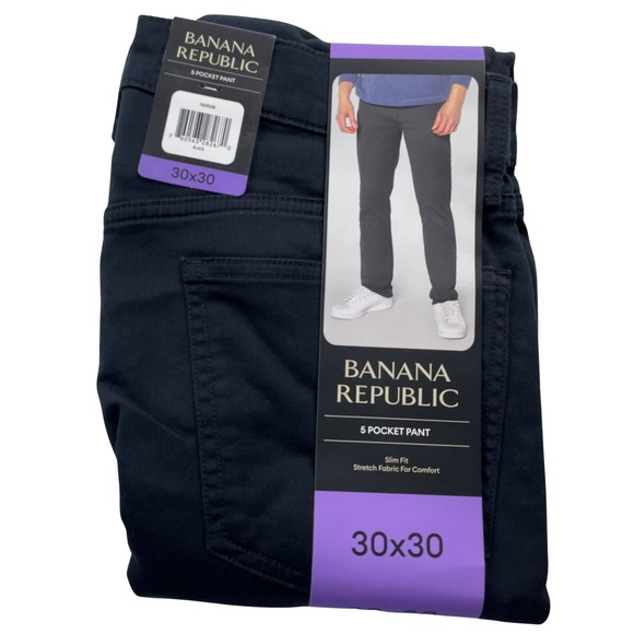Banana Republic Other - NWT‎ Banana Republic Mens 30x30 5 Pocket Flat Front Slim Fit Stretch Pant Black
